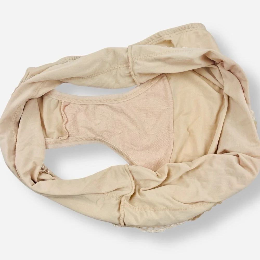 Vintage Second Skin Lace High Waist Panties Sz 8‎ XL Nude Beige Lot 2 Panty